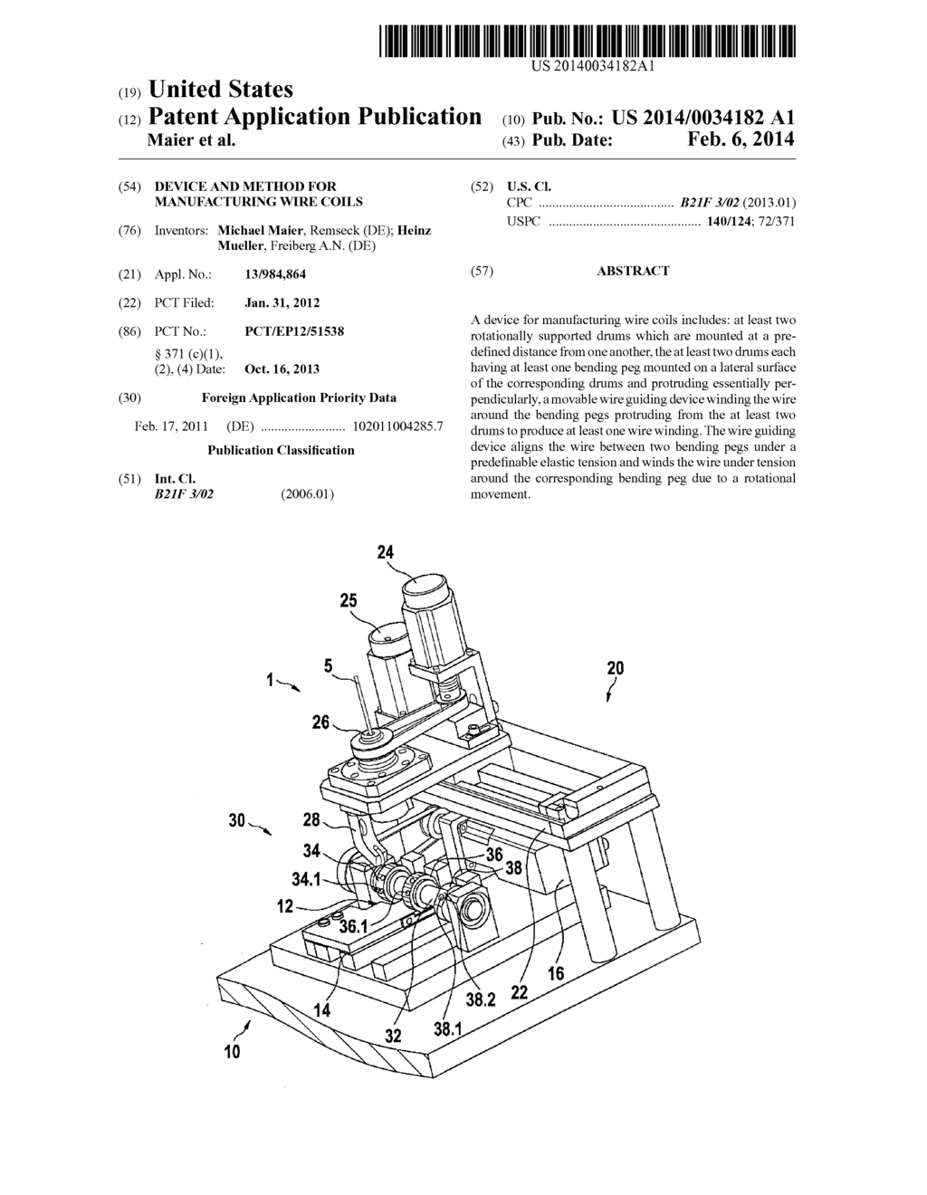 DEVICE AND METHOD FOR MANUFACTURING WIRE COILS - diagram, schematic, and image 01