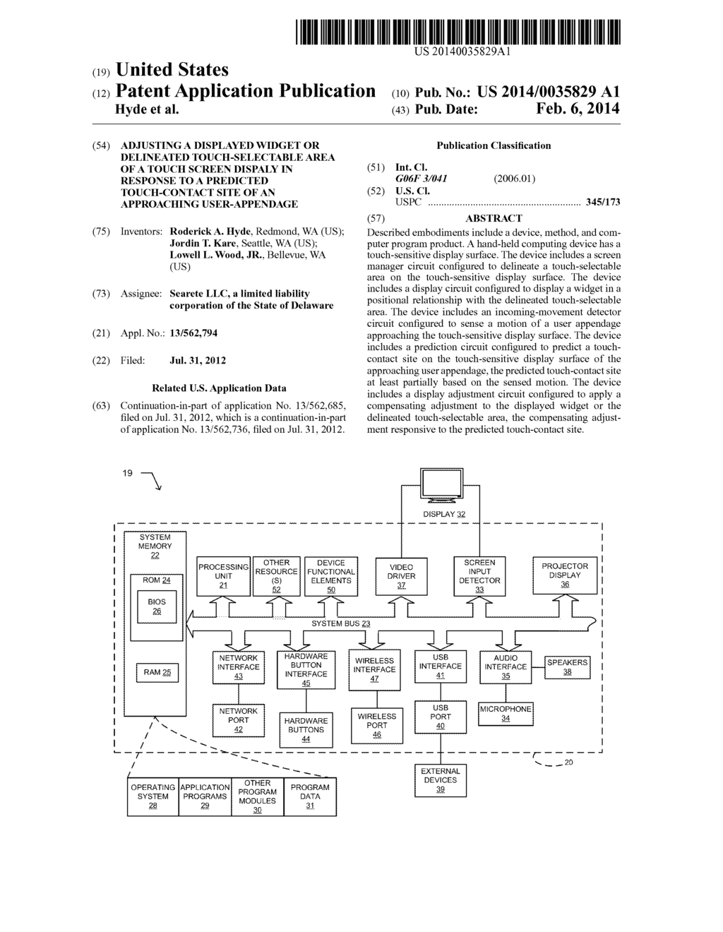 ADJUSTING A DISPLAYED WIDGET OR DELINEATED TOUCH-SELECTABLE AREA OF A     TOUCH SCREEN DISPALY IN RESPONSE TO A PREDICTED TOUCH-CONTACT SITE OF AN     APPROACHING USER-APPENDAGE - diagram, schematic, and image 01