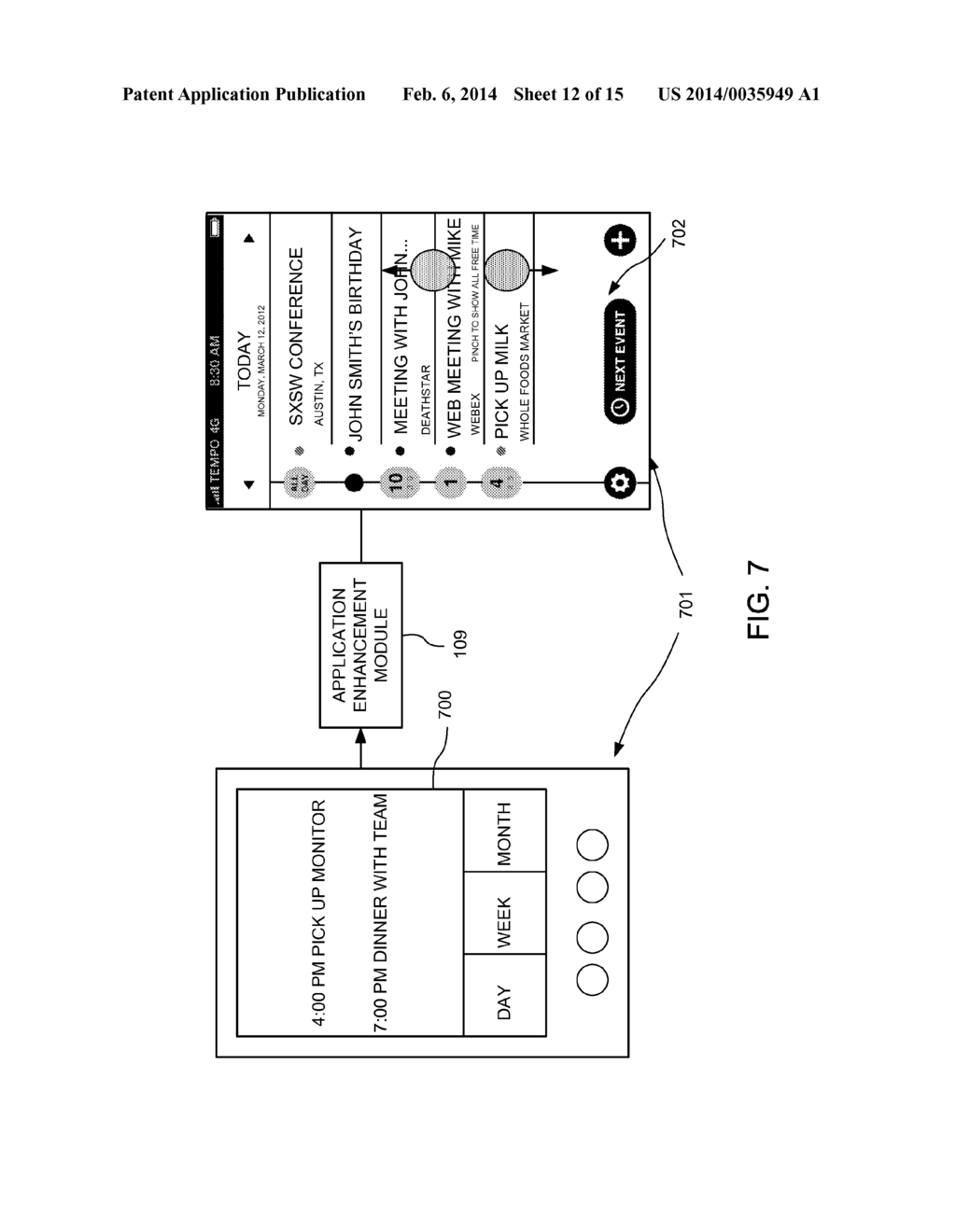 METHOD AND APPARATUS FOR ENHANCING A CALENDAR VIEW ON A DEVICE - diagram, schematic, and image 13