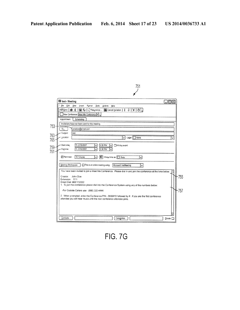 METHOD, APPARATUS AND SYSTEM FOR INITIATING CONFERENCE CALL USING CALENDAR     EVENTS - diagram, schematic, and image 18