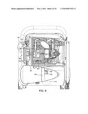 Air ducting shroud for cooling an air compressor pump and motor diagram and image