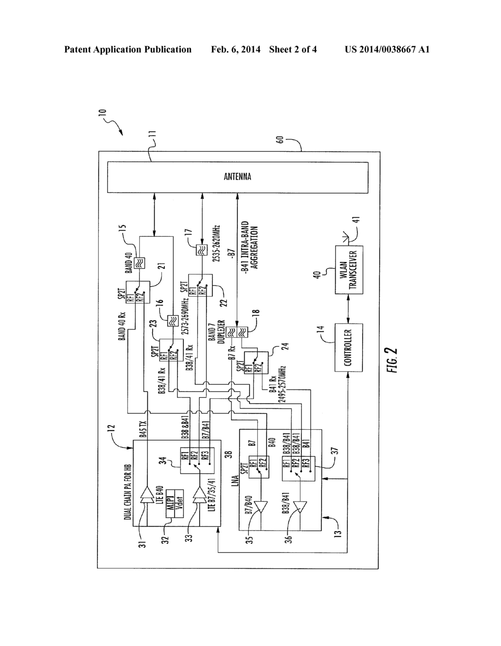 MOBILE WIRELESS COMMUNICATIONS DEVICE WITH RF LTE SWITCHES AND RELATED     METHODS - diagram, schematic, and image 03