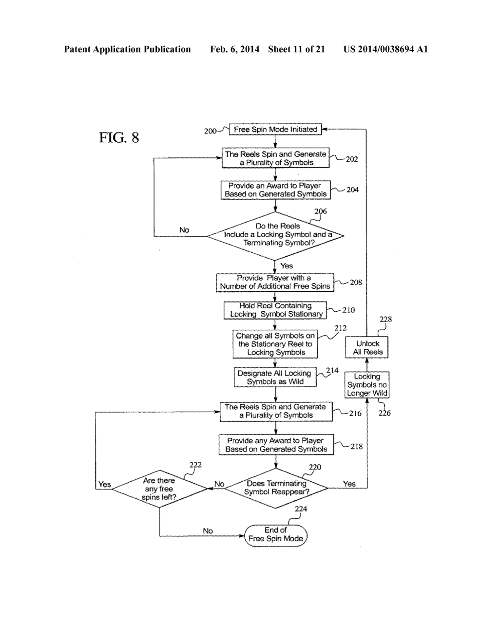 GAMING DEVICE HAVING A FREE SPIN GAME - diagram, schematic, and image 12