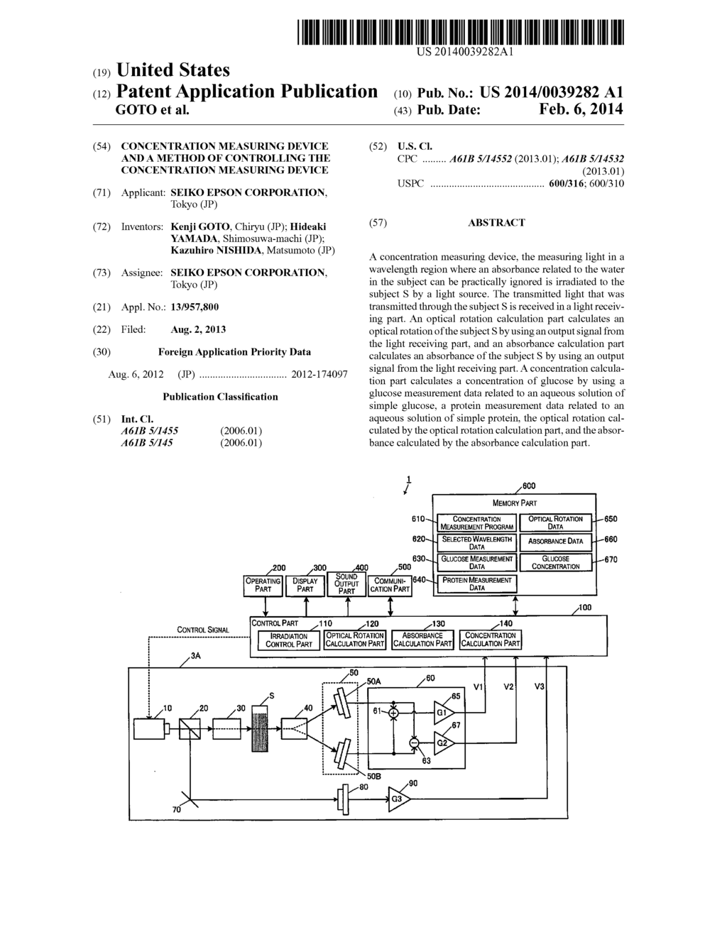 CONCENTRATION MEASURING DEVICE AND A METHOD OF CONTROLLING THE     CONCENTRATION MEASURING DEVICE - diagram, schematic, and image 01