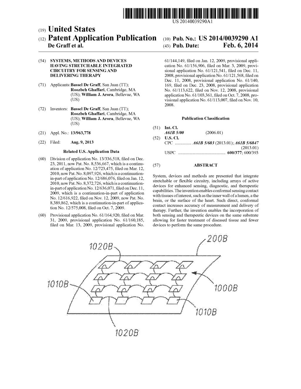 Systems, Methods and Devices Having Stretchable Integrated Circuitry for     Sensing and Delivering Therapy - diagram, schematic, and image 01