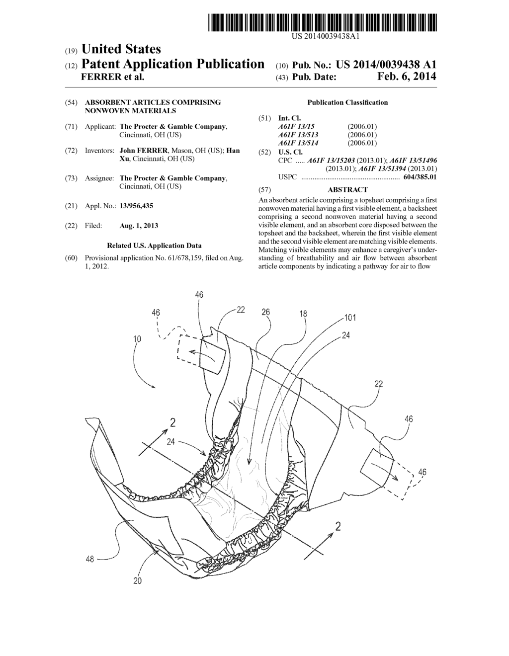 ABSORBENT ARTICLES COMPRISING NONWOVEN MATERIALS - diagram, schematic, and image 01