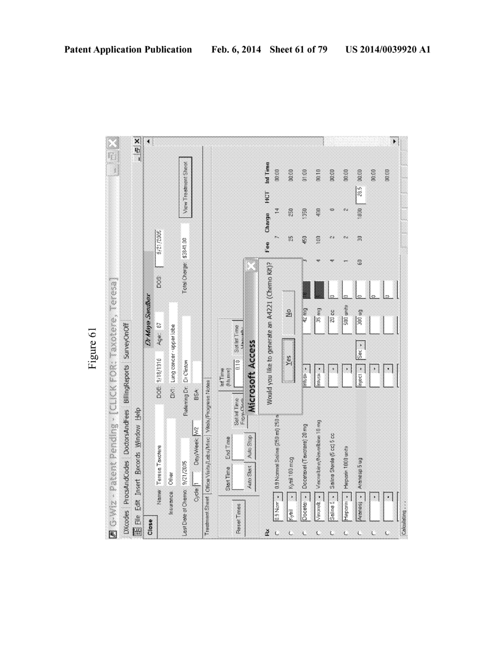 METHODOLOGY, SYSTEM AND COMPUTER PROGRAM PRODUCT FOR GENERATING ELECTRONIC     INSURANCE CLAIMS OR BILLS, HAVING OPTIMIZED INSURANCE CLAIM ITEMS IN     ORDER TO MAXIMIZE REIMBURSEMENT AND TO FACILITATE APPROVAL OF THE     CLAIM(S) UPON FIRST SUBMISSION TO THE INSURANCE CARRIER - diagram, schematic, and image 62