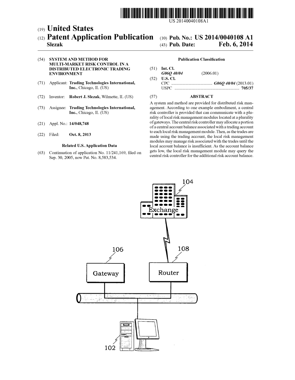 System and Method for Multi-Market Risk Control in a Distributed     Electronic Trading Environment - diagram, schematic, and image 01