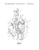 HANDGUN HOLSTER HAVING A SAFETY LOCK FOR ENGAGEMENT WITH THE SPENT CASING     EJECTION PORT OF THE HANDGUN diagram and image