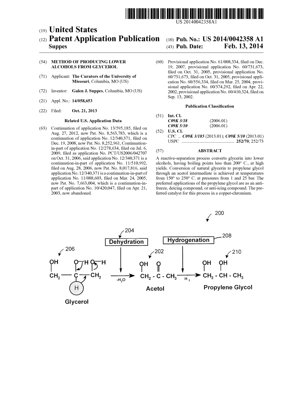 METHOD OF PRODUCING LOWER ALCOHOLS FROM GLYCEROL - diagram, schematic, and image 01