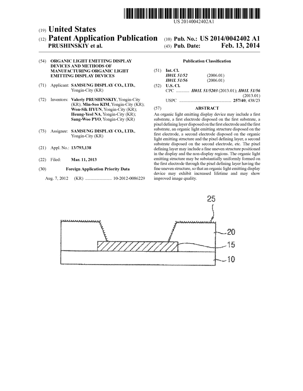 ORGANIC LIGHT EMITTING DISPLAY DEVICES AND METHODS OF MANUFACTURING     ORGANIC LIGHT EMITTING DISPLAY DEVICES - diagram, schematic, and image 01