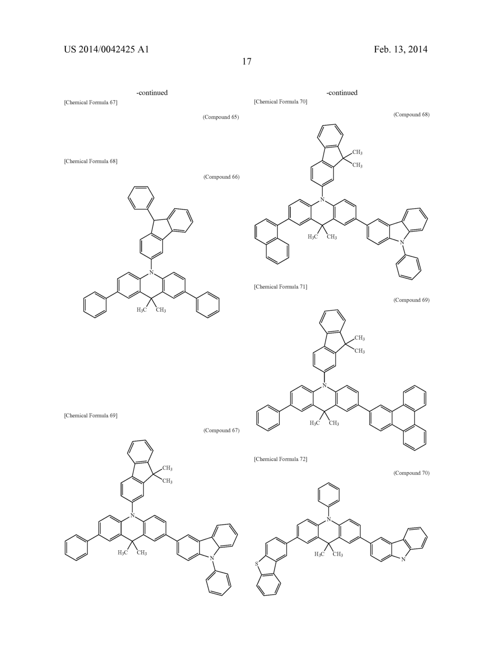 COMPOUND HAVING ACRIDAN RING STRUCTURE, AND ORGANIC ELECTROLUMINESCENT     DEVICE - diagram, schematic, and image 22