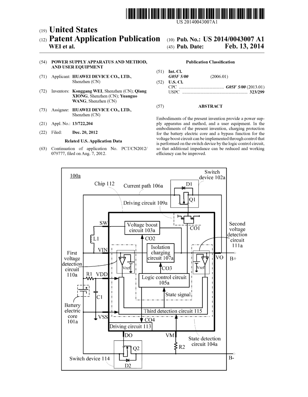 POWER SUPPLY APPARATUS AND METHOD, AND USER EQUIPMENT - diagram, schematic, and image 01