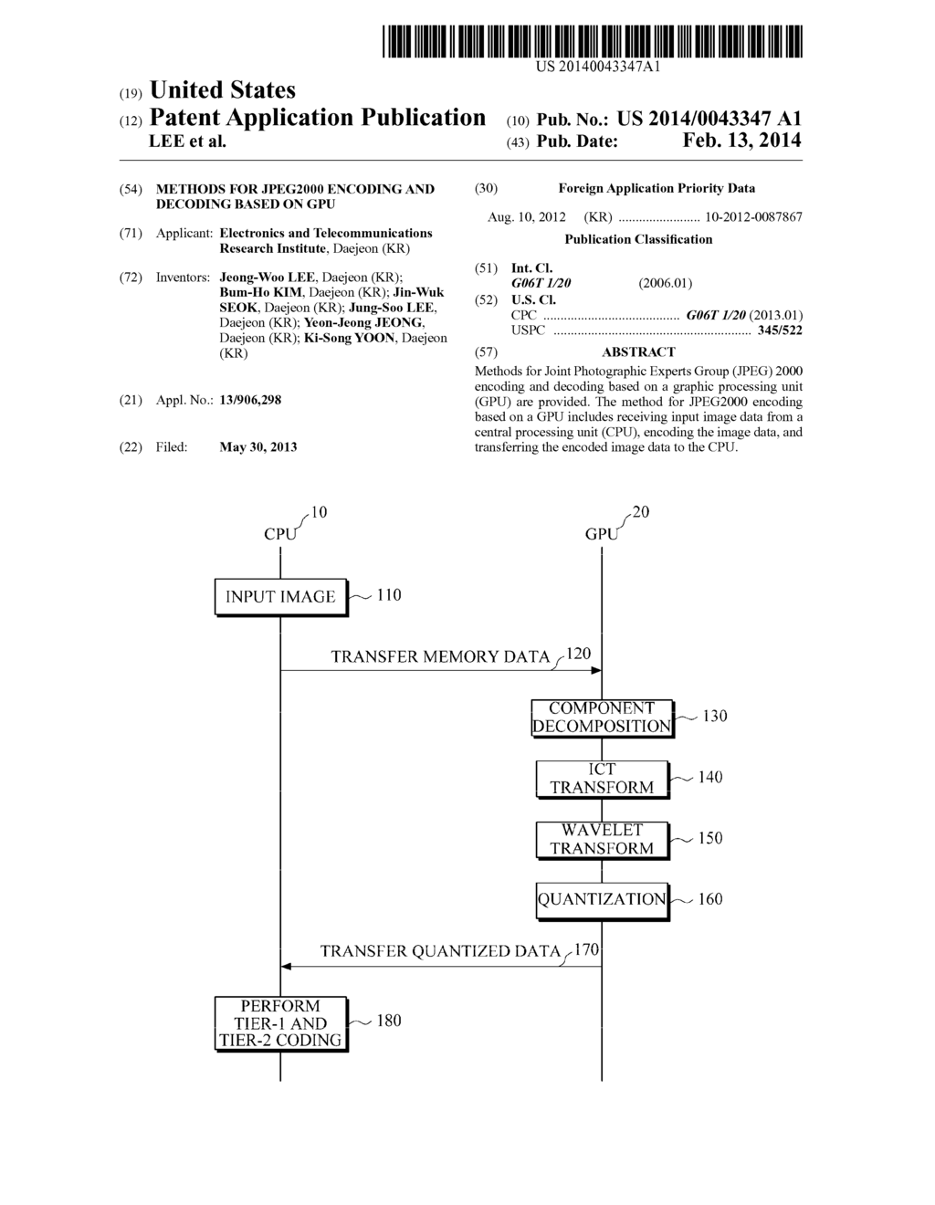 METHODS FOR JPEG2000 ENCODING AND DECODING BASED ON GPU - diagram, schematic, and image 01