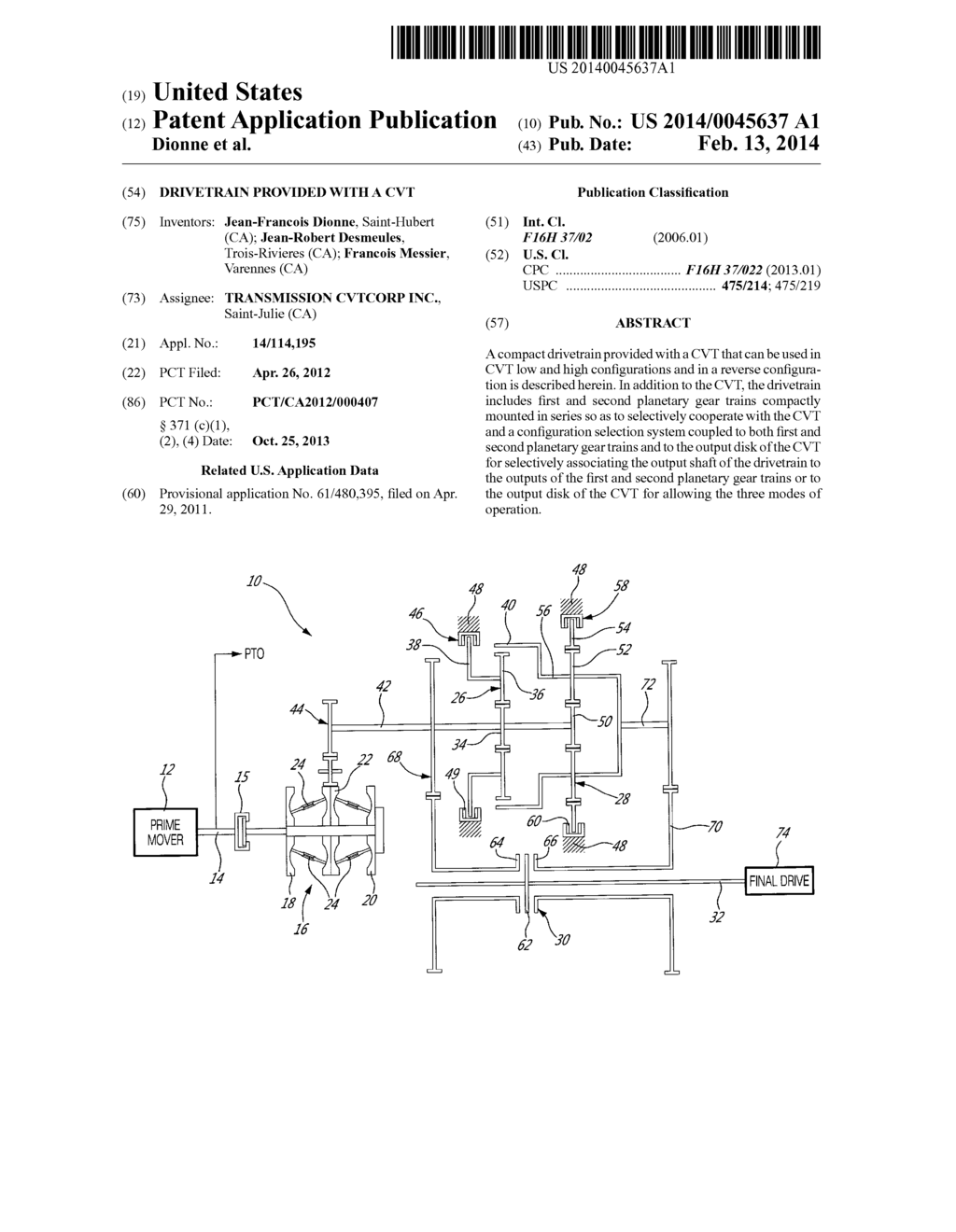 DRIVETRAIN PROVIDED WITH A CVT - diagram, schematic, and image 01