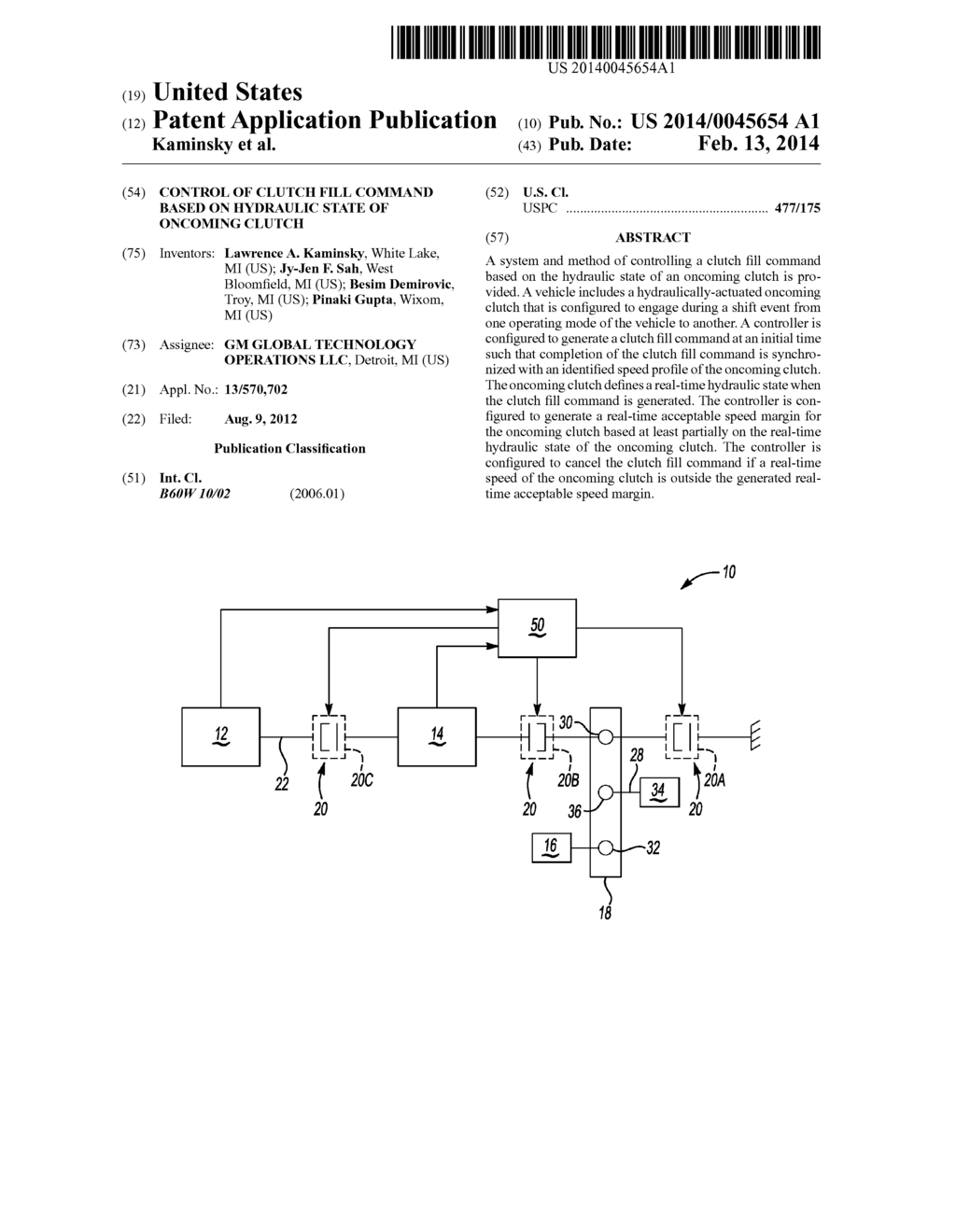 CONTROL OF CLUTCH FILL COMMAND BASED ON HYDRAULIC STATE OF ONCOMING CLUTCH - diagram, schematic, and image 01