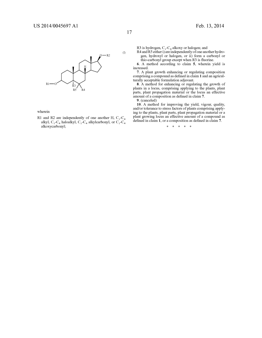 ANDROSTANEDIOL DERIVATIVES AS PLANT GROWTH REGULATOR COMPOUNDS - diagram, schematic, and image 17