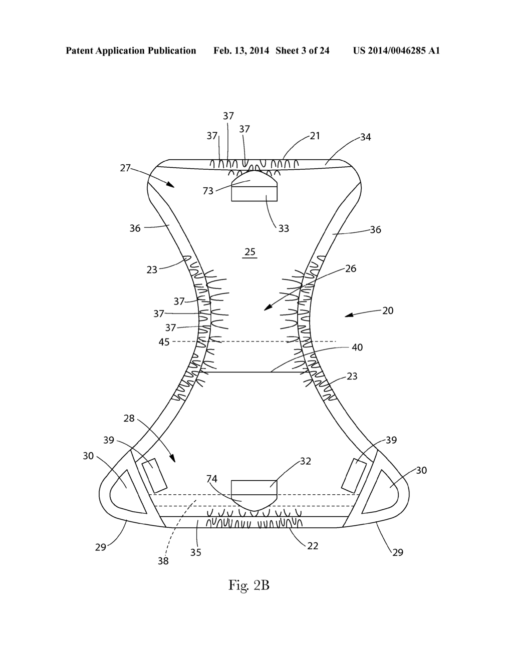 INSERT WITH ADVANTAGEOUS FASTENER CONFIGURATIONS AND END STIFFNESS     CHARACTERISTICS FOR TWO-PIECE WEARABLE ABSORBENT ARTICLE - diagram, schematic, and image 04