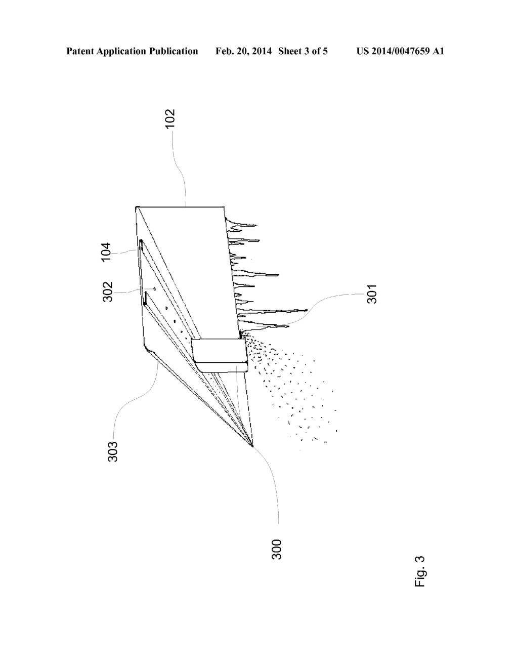 System for preventing build-up of snow, ice and icicles from the sides of     a roof, a building or the vertical front of a gutter - diagram, schematic, and image 04