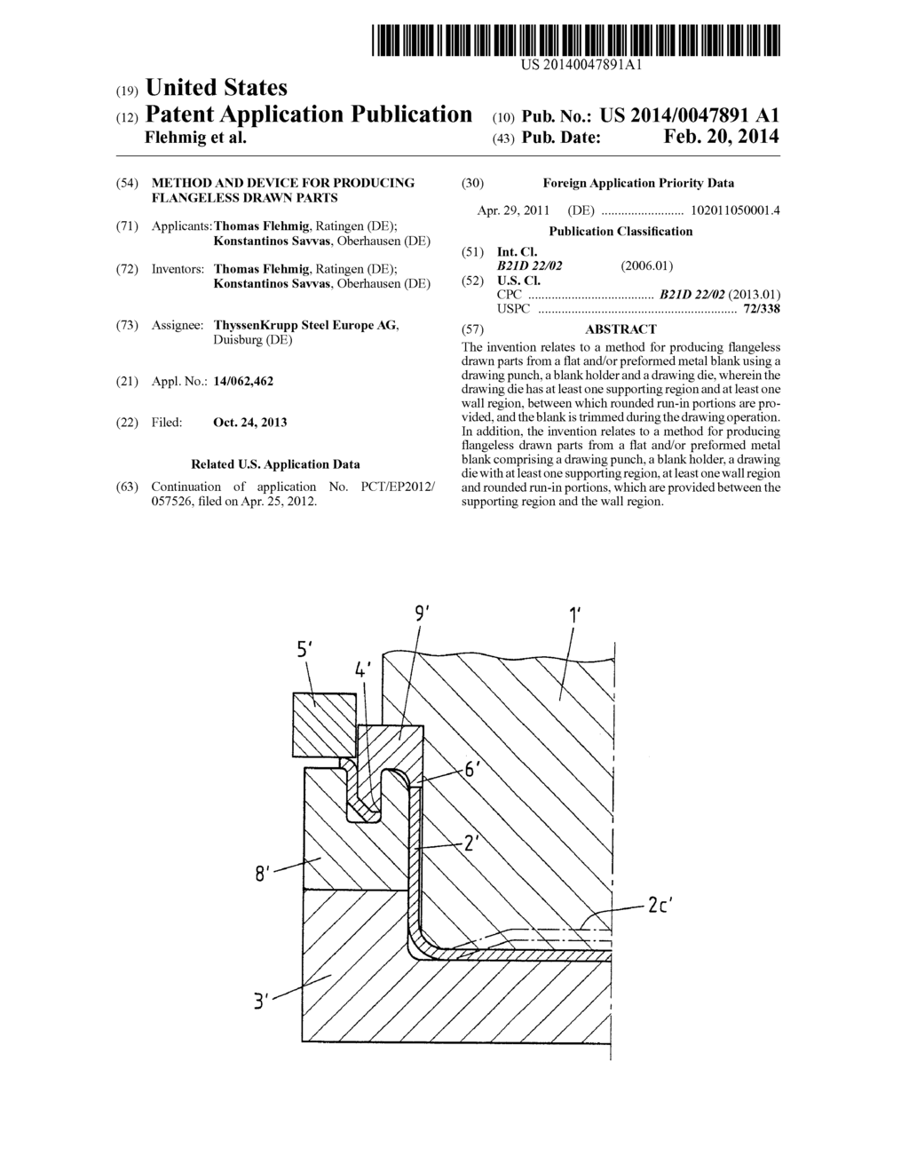 Method and Device for Producing Flangeless Drawn Parts - diagram, schematic, and image 01