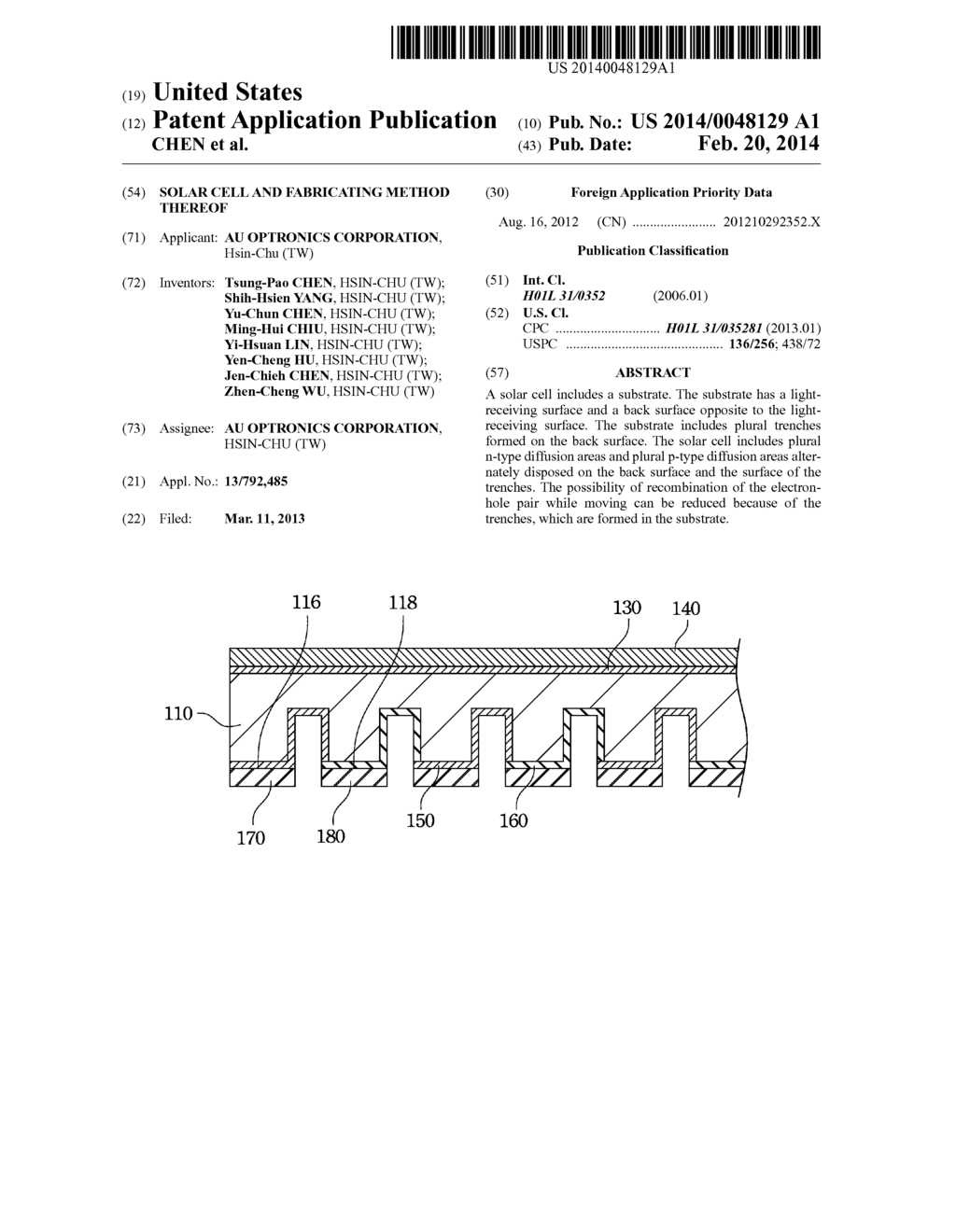 SOLAR CELL AND FABRICATING METHOD THEREOF - diagram, schematic, and image 01