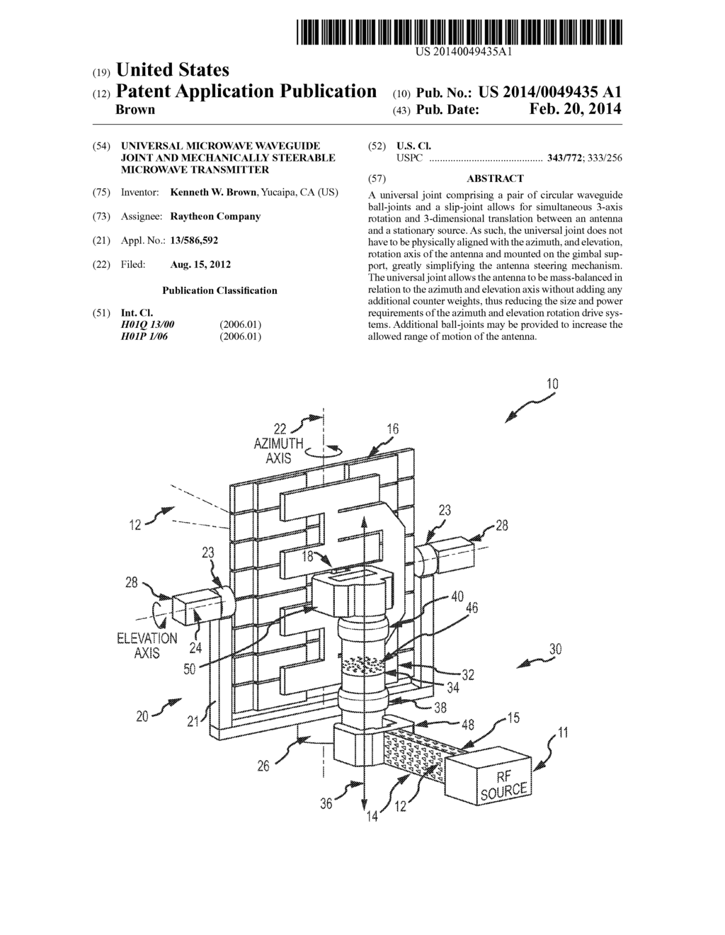 UNIVERSAL MICROWAVE WAVEGUIDE JOINT AND MECHANICALLY STEERABLE MICROWAVE     TRANSMITTER - diagram, schematic, and image 01