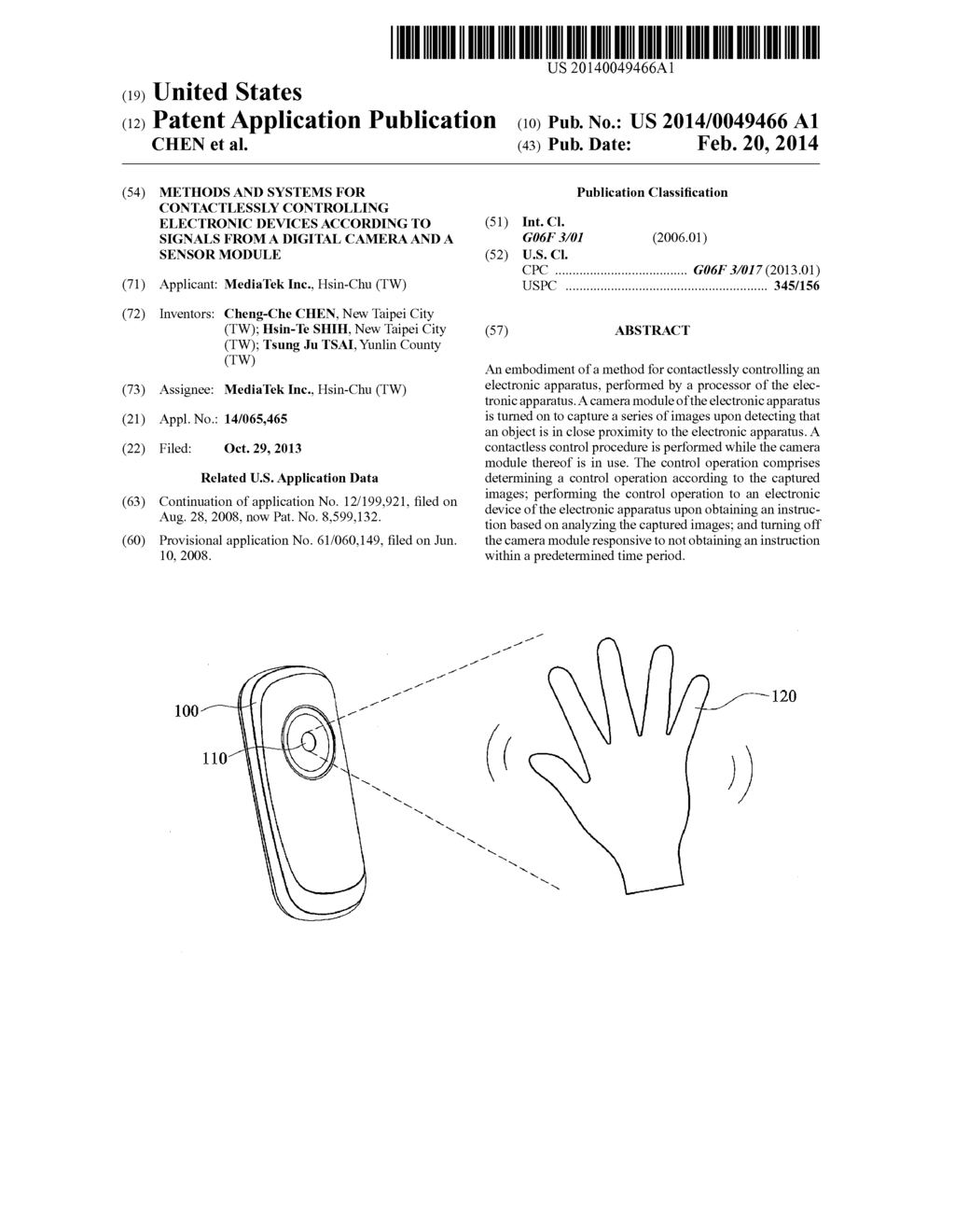 METHODS AND SYSTEMS FOR CONTACTLESSLY CONTROLLING ELECTRONIC DEVICES     ACCORDING TO SIGNALS FROM A DIGITAL CAMERA AND A SENSOR MODULE - diagram, schematic, and image 01