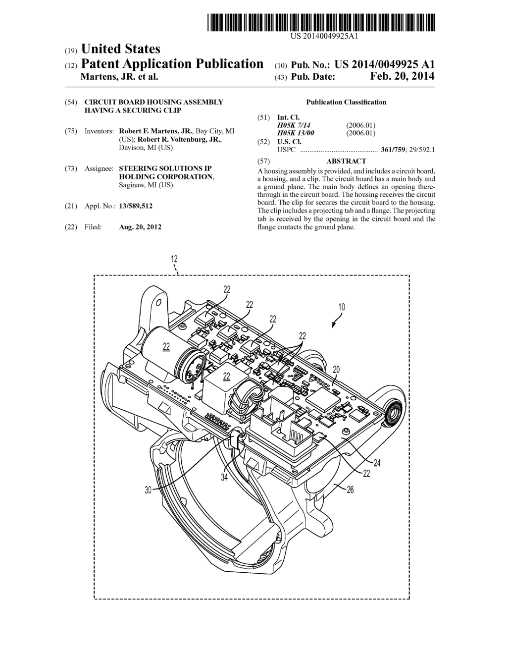 CIRCUIT BOARD HOUSING ASSEMBLY HAVING A SECURING CLIP - diagram, schematic, and image 01