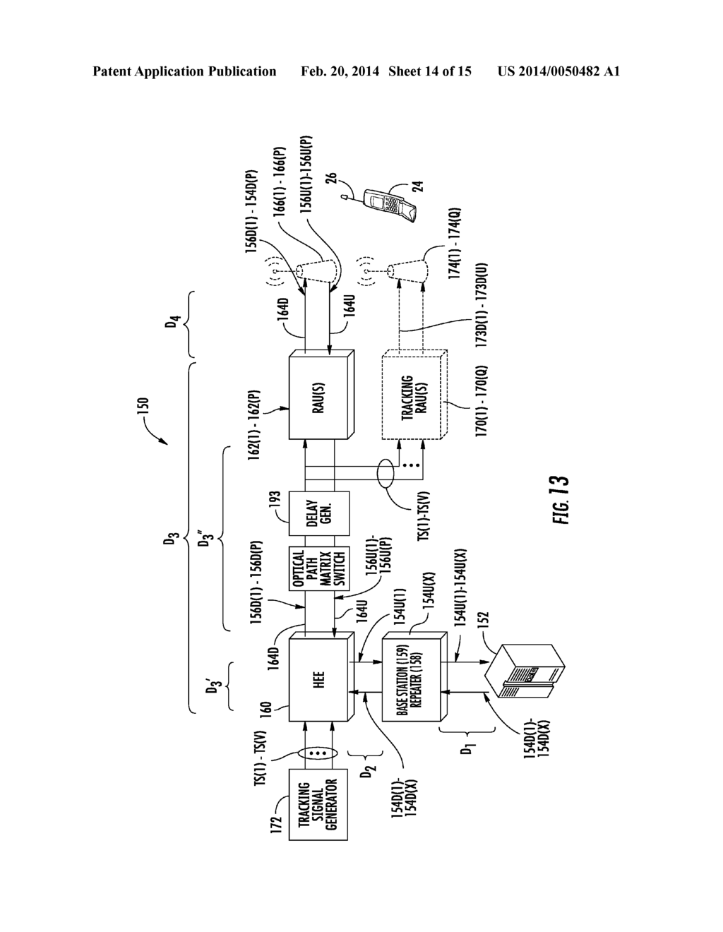 DETERMINING PROPAGATION DELAY OF COMMUNICATIONS IN DISTRIBUTED ANTENNA     SYSTEMS, AND RELATED COMPONENTS, SYSTEMS, AND METHODS - diagram, schematic, and image 15