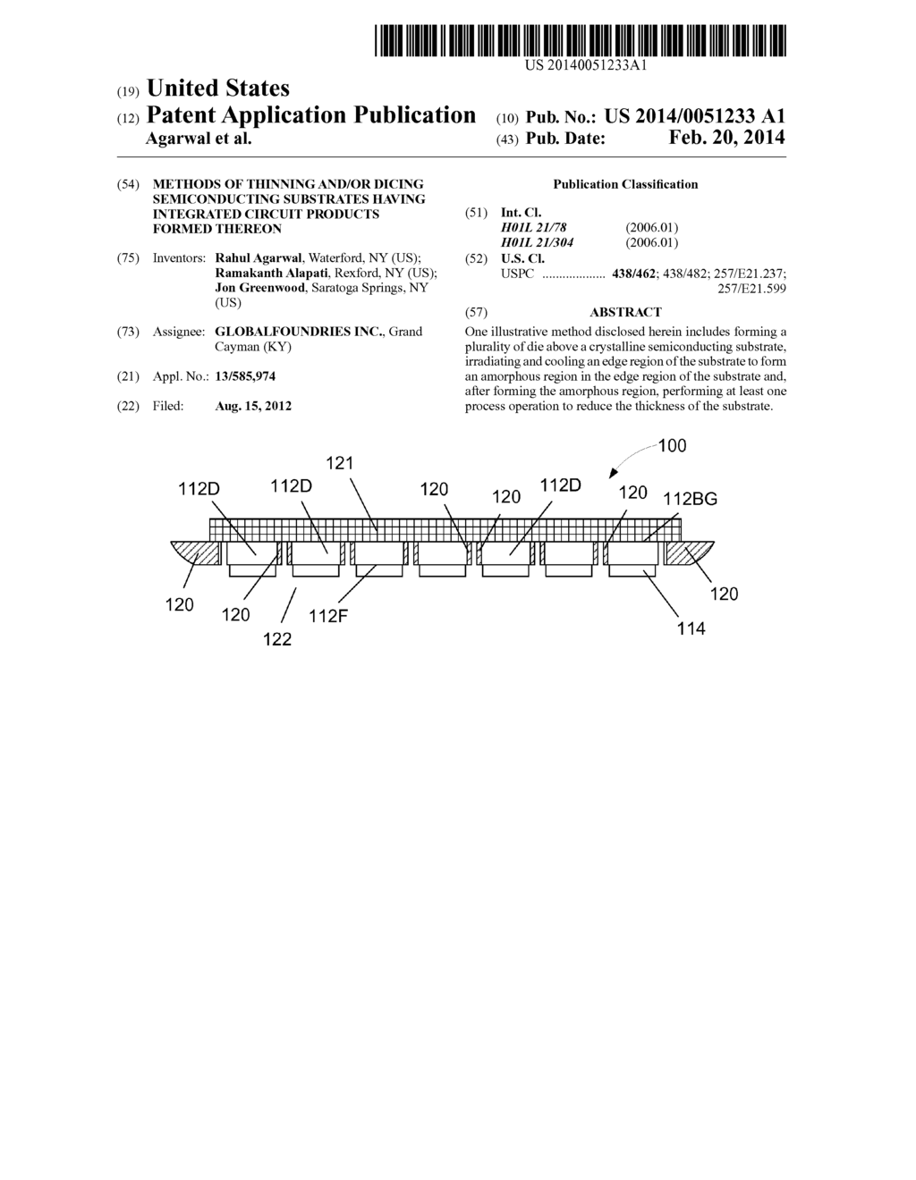 METHODS OF THINNING AND/OR DICING SEMICONDUCTING SUBSTRATES HAVING     INTEGRATED CIRCUIT PRODUCTS FORMED THEREON - diagram, schematic, and image 01