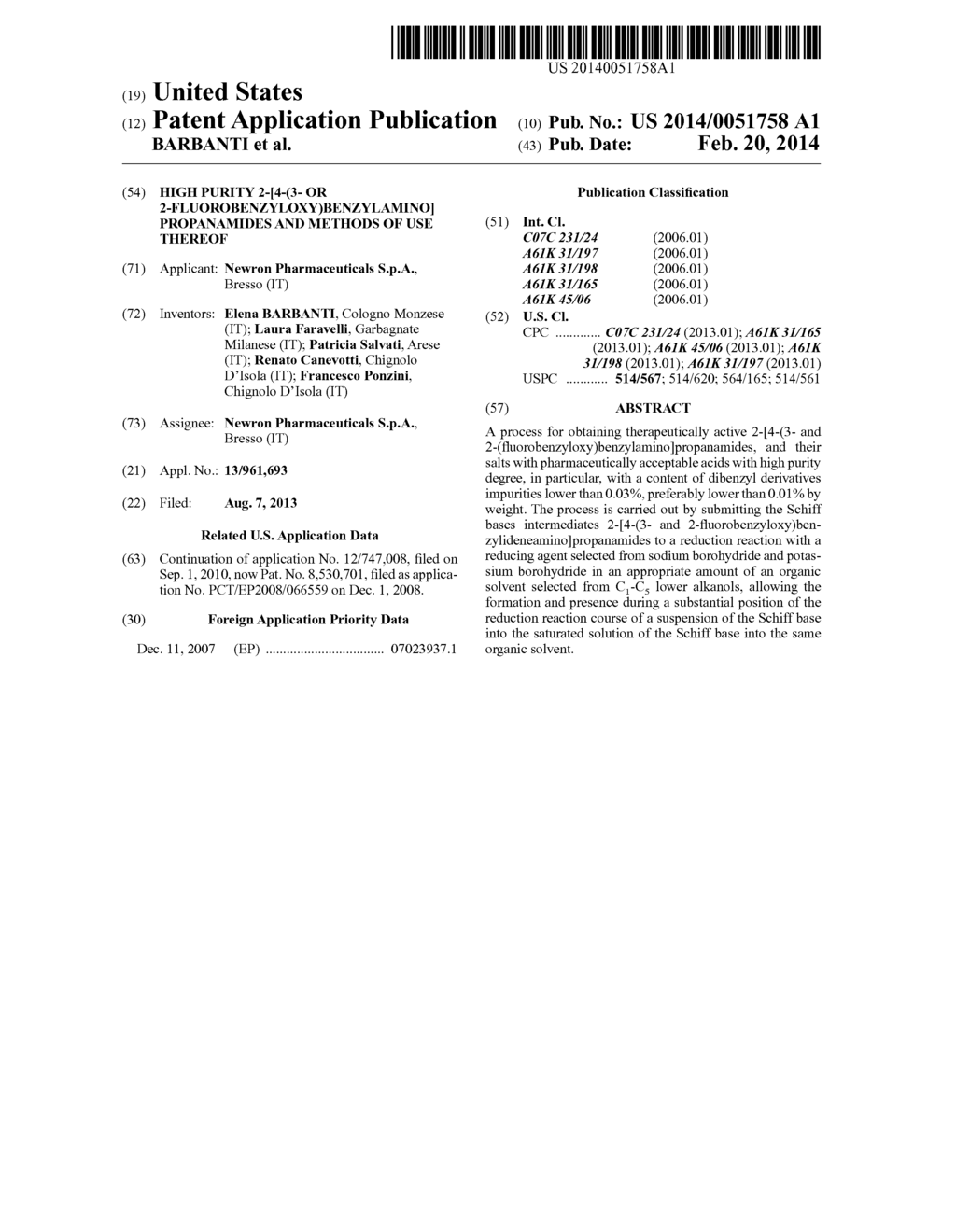 HIGH PURITY 2-[4-(3- OR 2-FLUOROBENZYLOXY)BENZYLAMINO] PROPANAMIDES AND     METHODS OF USE THEREOF - diagram, schematic, and image 01