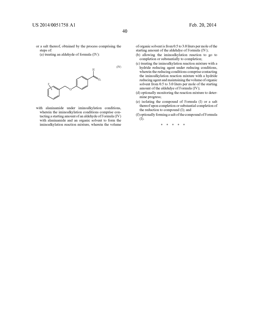 HIGH PURITY 2-[4-(3- OR 2-FLUOROBENZYLOXY)BENZYLAMINO] PROPANAMIDES AND     METHODS OF USE THEREOF - diagram, schematic, and image 43