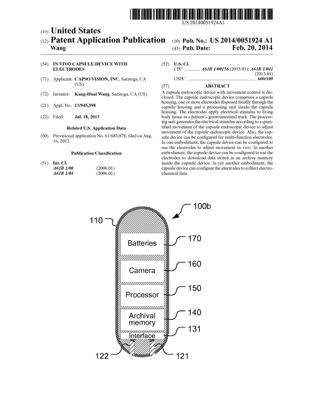 In Vivo Capsule Device with Electrodes - diagram, schematic, and image 01