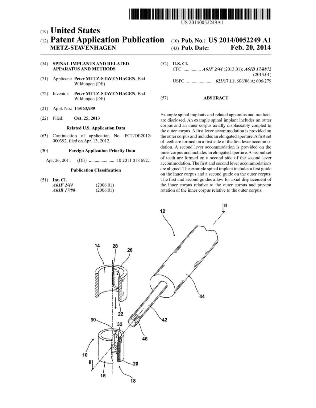 SPINAL IMPLANTS AND RELATED APPARATUS AND METHODS - diagram, schematic, and image 01