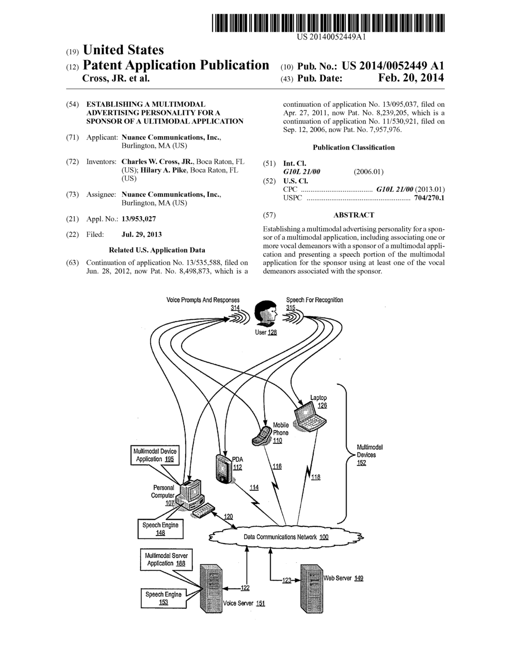 ESTABLISHING A MULTIMODAL ADVERTISING PERSONALITY FOR A SPONSOR OF A     ULTIMODAL APPLICATION - diagram, schematic, and image 01