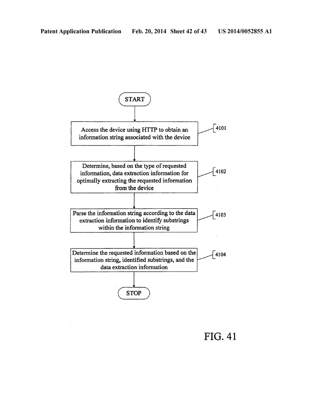 METHOD FOR PARSING AN INFORMATION STRING TO EXTRACT REQUESTED INFORMATION     RELATED TO A DEVICE COUPLED TO A NETWORK IN A MULTI-PROTOCOL REMOTE     MONITORING SYSTEM - diagram, schematic, and image 43