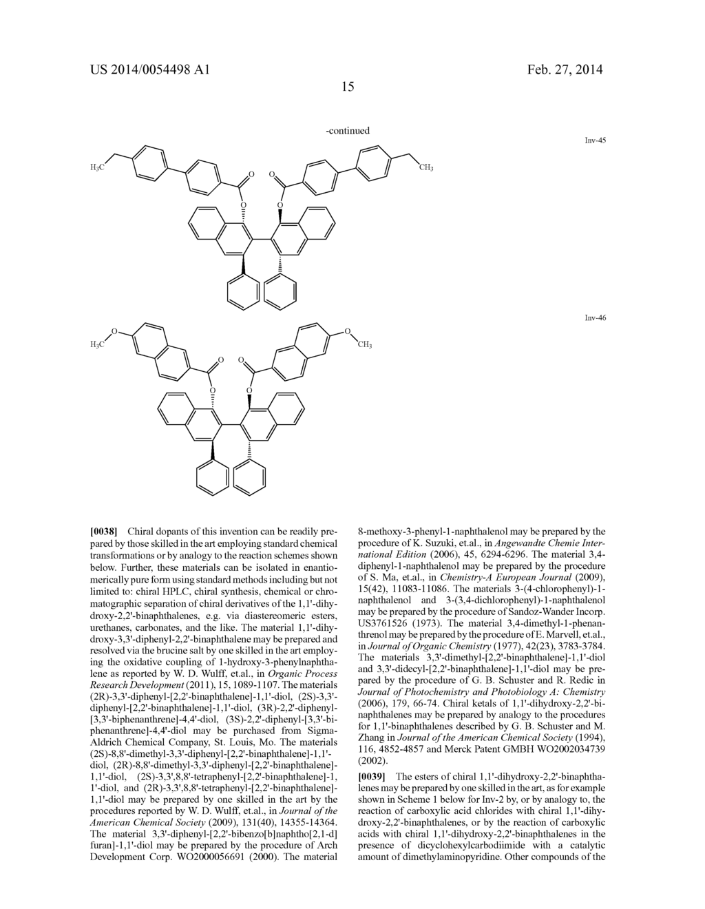 2,2'-Binaphthalene Ester Chiral Dopants for Cholesteric Liquid Crystal     Displays - diagram, schematic, and image 16