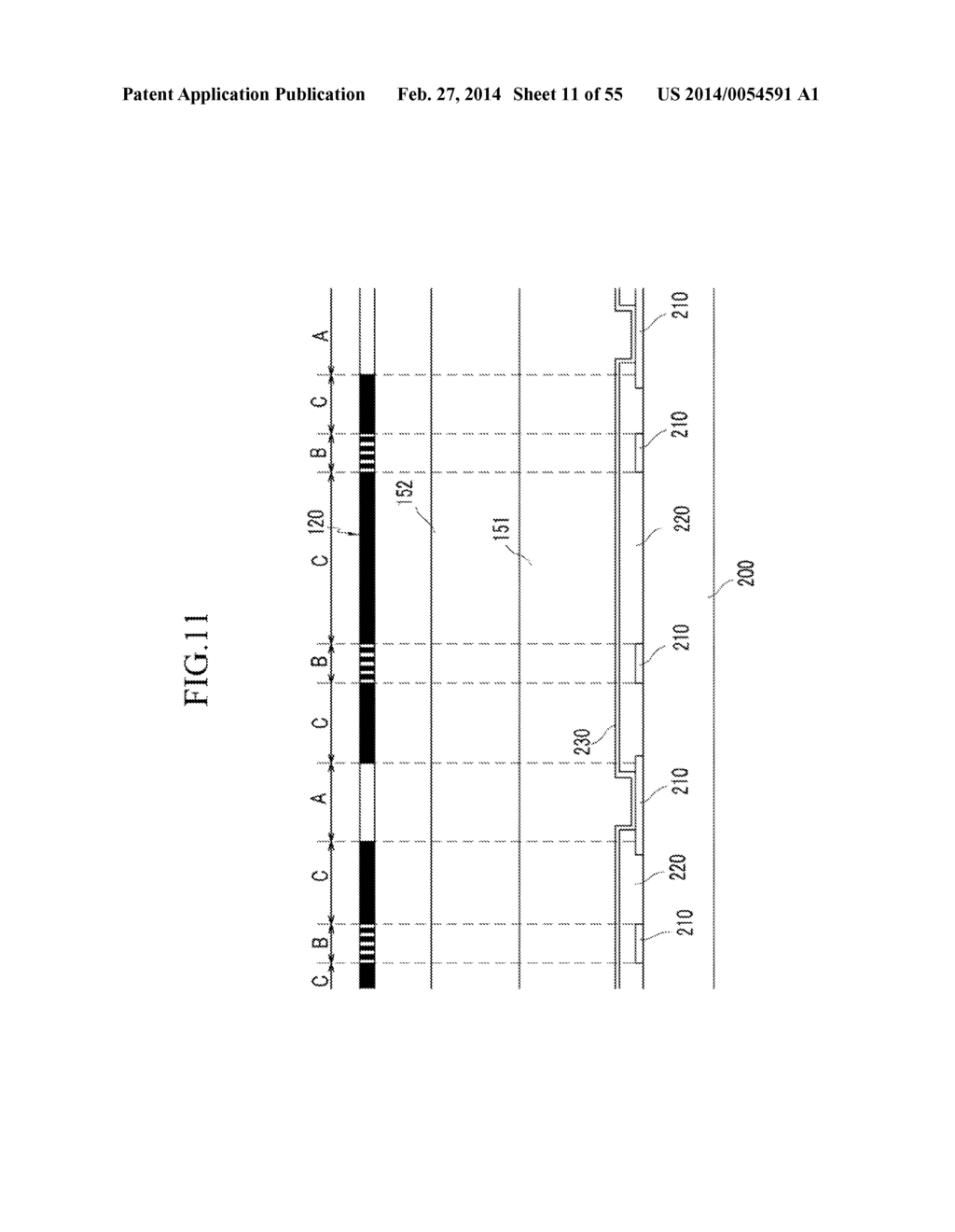 LIQUID CRYSTAL DISPLAY INCLUDING A VARIABLE WIDTH SPACER ELEMENT AND     METHOD FOR FABRICATING THE SAME - diagram, schematic, and image 12