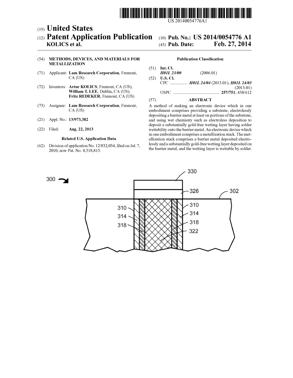 METHODS, DEVICES, AND MATERIALS FOR METALLIZATION - diagram, schematic, and image 01