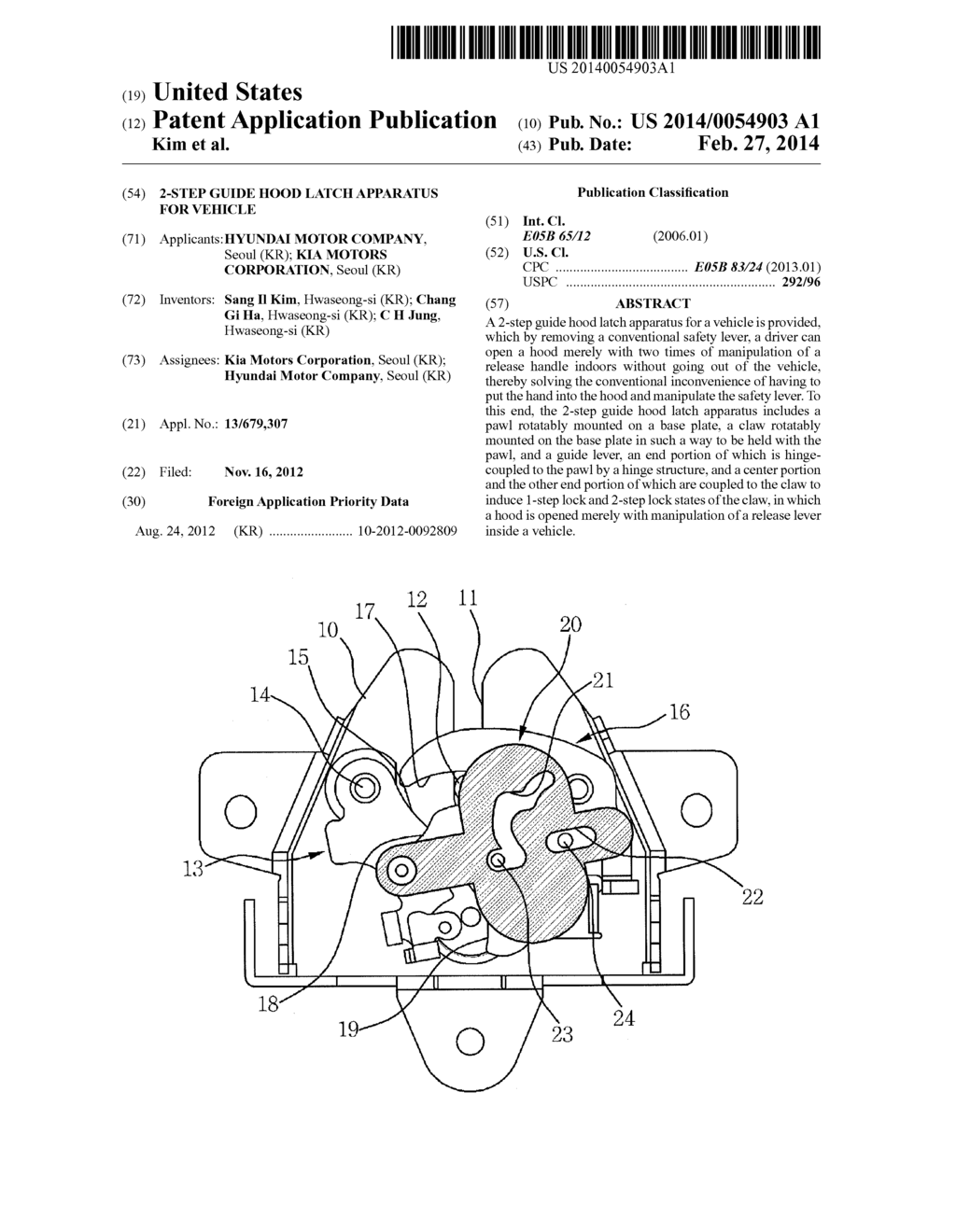 2-STEP GUIDE HOOD LATCH APPARATUS FOR VEHICLE - diagram, schematic, and image 01