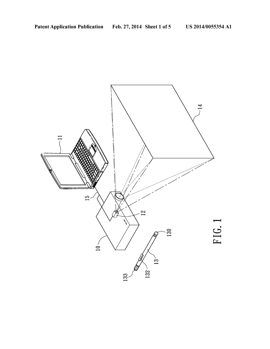 MULTI-MODE INTERACTIVE PROJECTION SYSTEM, POINTING DEVICE THEREOF, AND     CONTROL METHOD THEREOF - diagram, schematic, and image 02