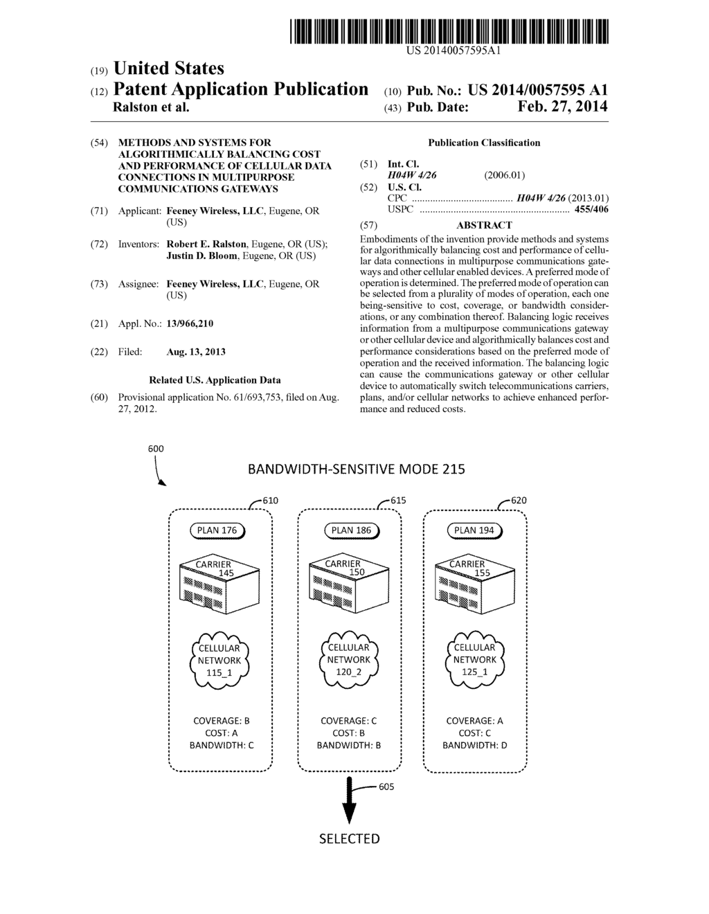 METHODS AND SYSTEMS FOR ALGORITHMICALLY BALANCING COST AND PERFORMANCE OF     CELLULAR DATA CONNECTIONS IN MULTIPURPOSE COMMUNICATIONS GATEWAYS - diagram, schematic, and image 01