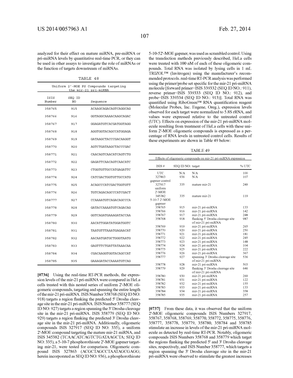 OLIGOMERIC COMPOUNDS AND COMPOSITIONS FOR USE IN MODULATION OF SMALL     NON-CODING RNAS - diagram, schematic, and image 109