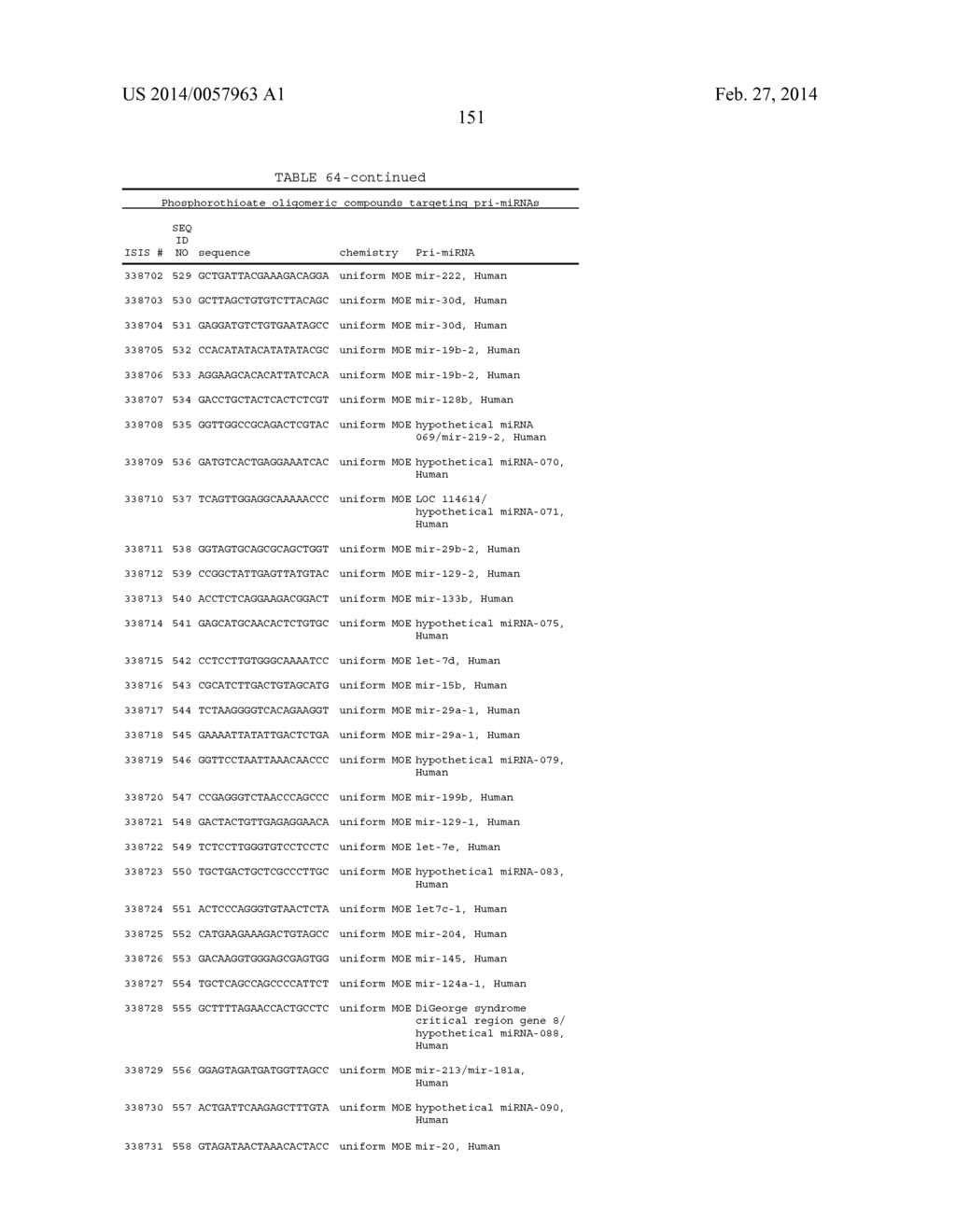 OLIGOMERIC COMPOUNDS AND COMPOSITIONS FOR USE IN MODULATION OF SMALL     NON-CODING RNAS - diagram, schematic, and image 153