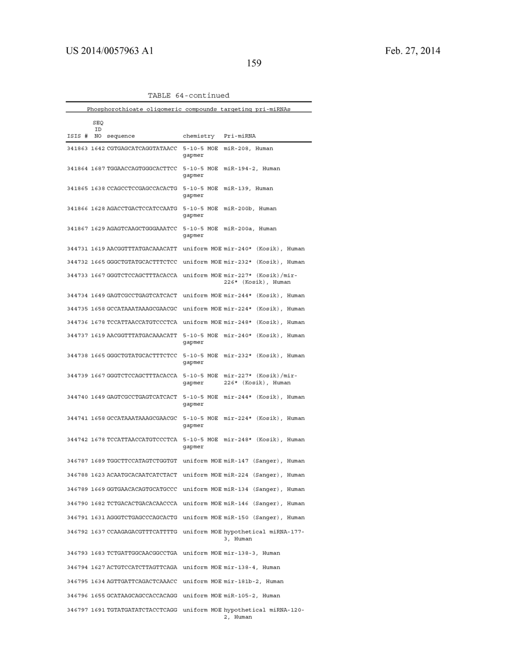 OLIGOMERIC COMPOUNDS AND COMPOSITIONS FOR USE IN MODULATION OF SMALL     NON-CODING RNAS - diagram, schematic, and image 161