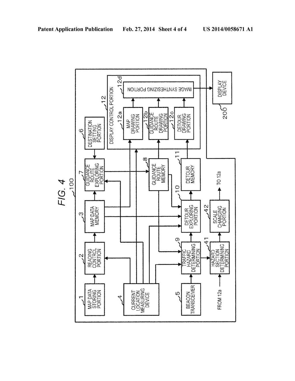 Navigation Device and Control Method for Displaying Detour - diagram, schematic, and image 05