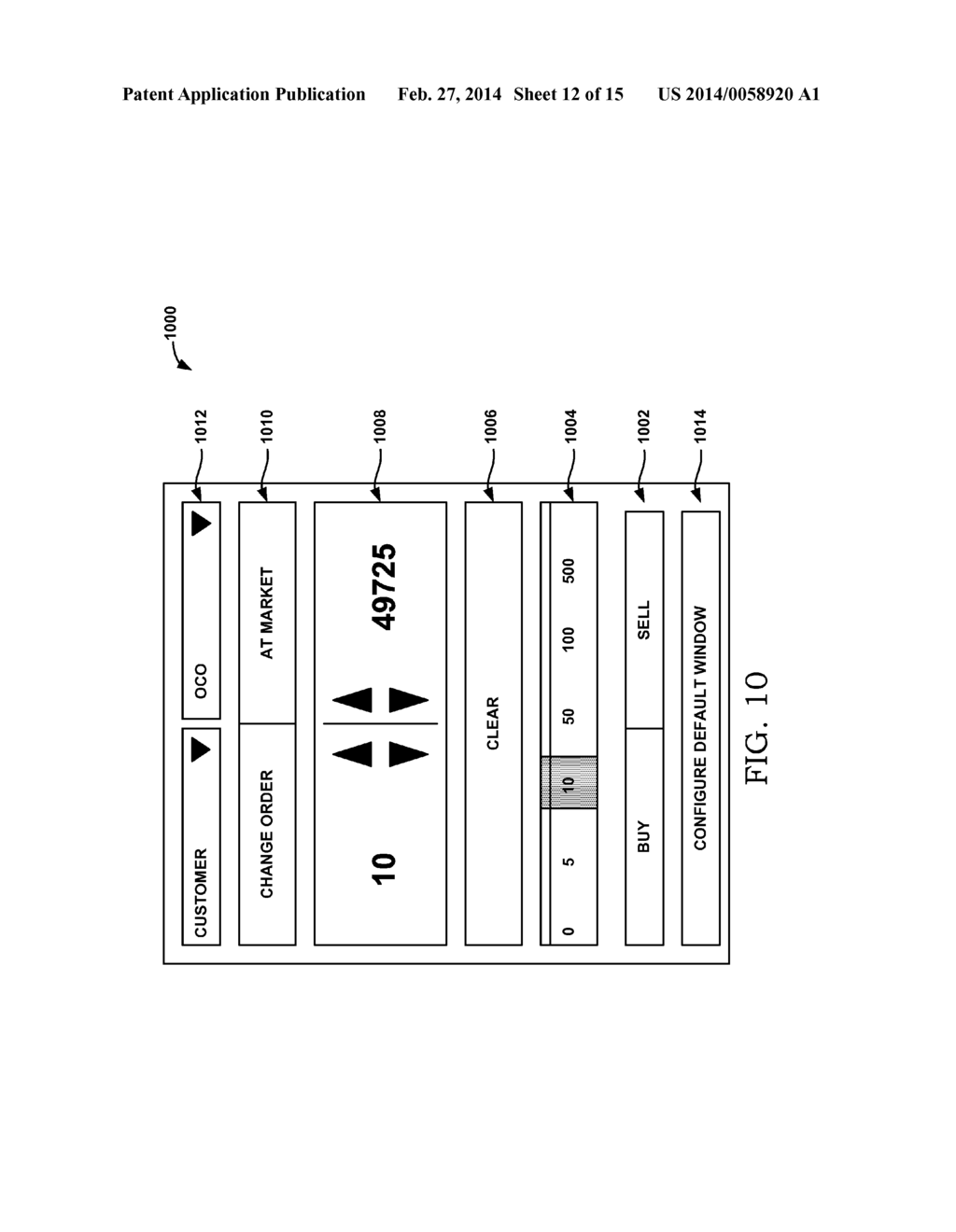 SYSTEM AND METHOD FOR DISPLAYING A VIEW OF MARKET DEPTH ON A GRAPHICAL     USER INTERFACE - diagram, schematic, and image 13