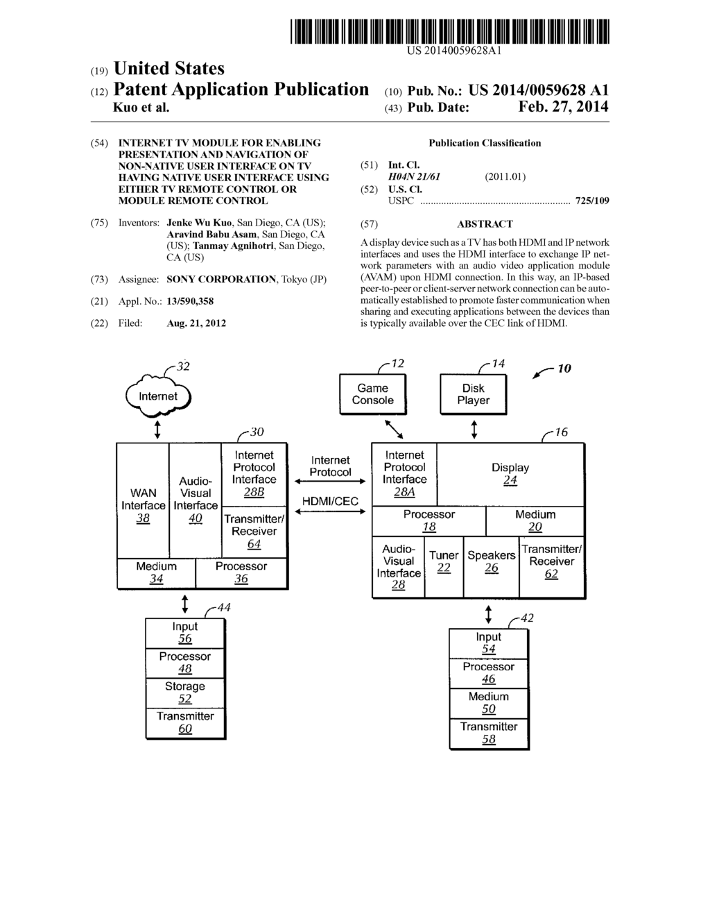 Internet TV Module for Enabling Presentation and Navigation of Non-Native     User Interface on TV Having Native User Interface Using Either TV Remote     Control or Module Remote Control - diagram, schematic, and image 01