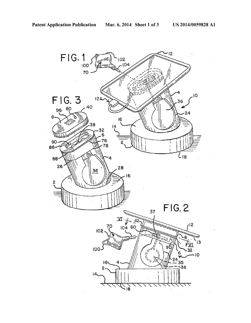 APPARATUS, SYSTEM AND METHOD FOR SECURING, ATTACHING AND/OR DETACHING A     DEVICE TO A FIXTURE - diagram, schematic, and image 02