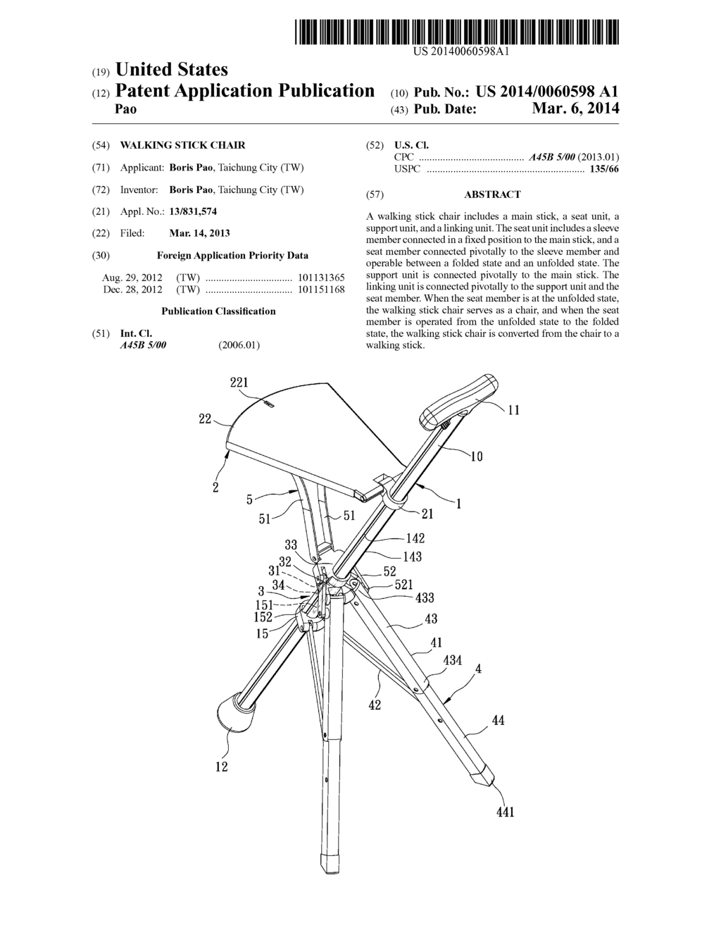 WALKING STICK CHAIR - diagram, schematic, and image 01